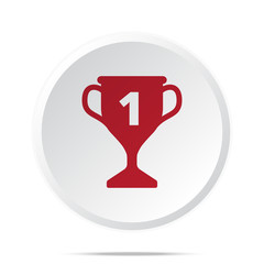 Red Trophy icon on white web button