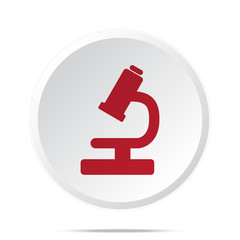 Red Microscope icon on white web button