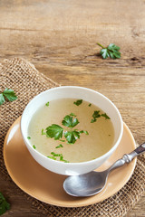 Chicken broth with parsley