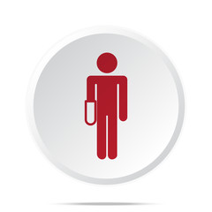 Red Hand icon on white web button