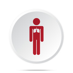 Red Lungs icon on white web button