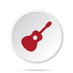 Red Guitar icon on white web button