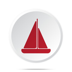 Red Sailboat icon on white web button
