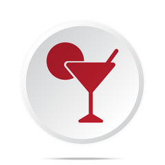 Red Cocktail icon on white web button