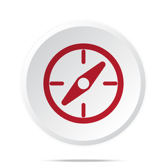 Red Compass icon on white web button