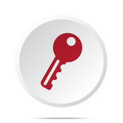 Red Key icon on white web button