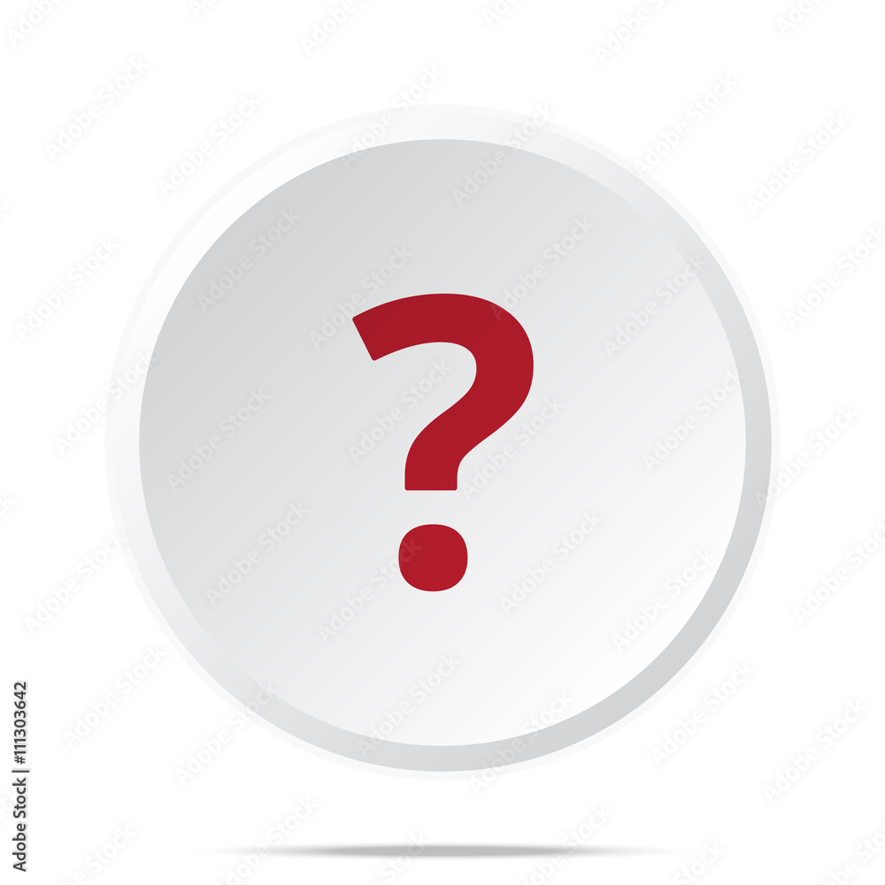 Poster red question mark icon on white web button