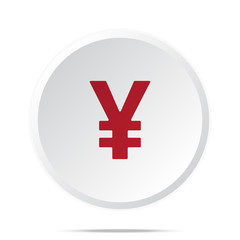 Red Yen icon on white web button
