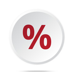 Red Percentage icon on white web button