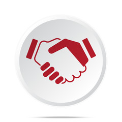 Red Handshake Agreement icon on white web button