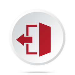 Red Exit icon on white web button