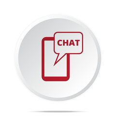 Red Chat icon on white web button