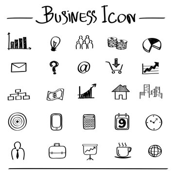 Hand drawn business icons Vector