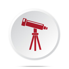 Red Telescope icon on white web button