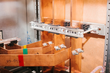 Copper busbar. Uninterrupted power. Electrical power.
