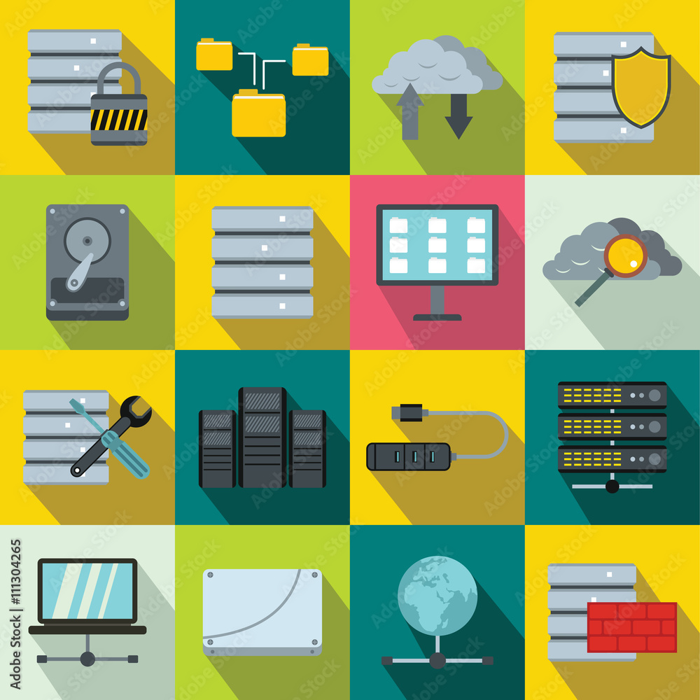 Poster database icons set