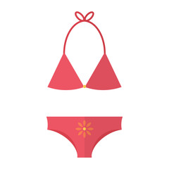 Flat design vector women swimsuit icon isolated on white background.