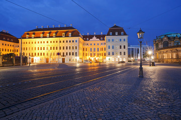 Historic architecture in the old town of Dresden, Germany.