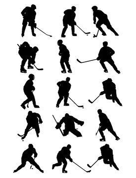 Ice Hockey Players Silhouettes Set,art vector design