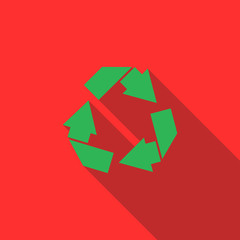 Recycle simbol icon, flat style