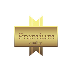 Premium gold label icon, simple style