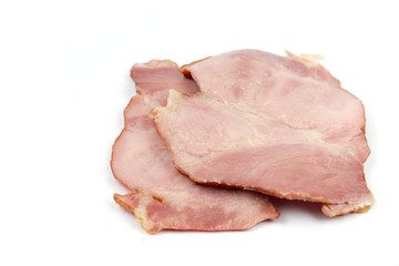 Cooked smoked ham isolated over white background