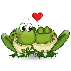 Vector illustration. Love frogs.