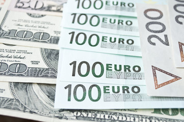 Polish zloty, euro and dollar background