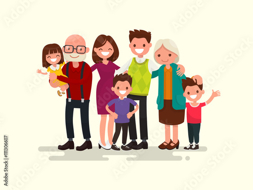 "Big family together. Vector illustration" Stock image and royalty-free