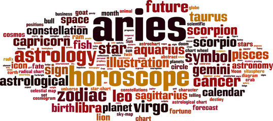 Obraz premium Aries word cloud concept. Vector illustration