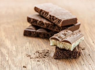 part porous chocolate close-up