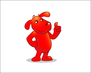 red dog cartoon character thumbs up