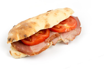 Sandwich somun smoked ham tomato copy space
