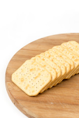 Cheese snacks on the wooden board
