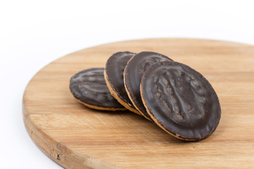 Jaffa cakes cookies chocolate orange isolated over white