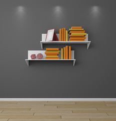 3d rendered bookshelves.