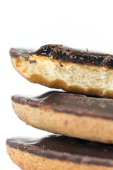 Jaffa chocolate orange cookies tilled up like tower