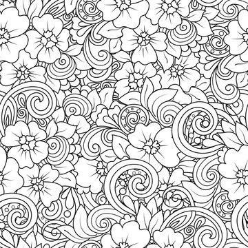 Seamless black and white pattern in a zentangle style