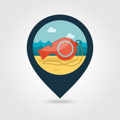 Fototapeta premium Whistle pin map icon. Summer. Vacation