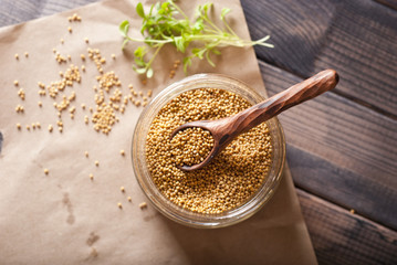 mustard. selective focus