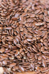Flax seeds background copy space