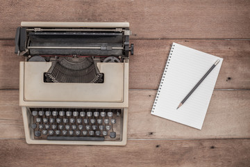 Notebook and typewriter