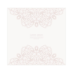 Vector card template with floral pattern. Hand drawn zentangle background