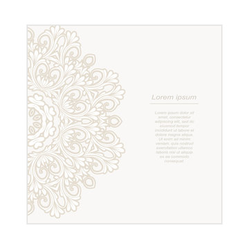 Vector card template with floral pattern. Hand drawn zentangle background