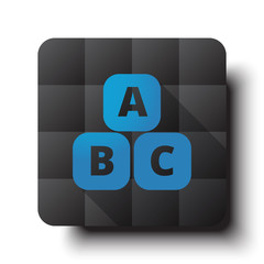 Flat Abc Blocks icon on black app button with drop shadow