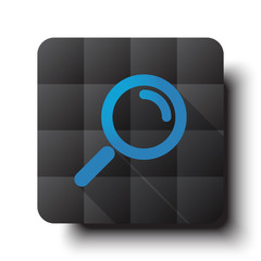 Flat Magnifying Glass icon on black app button with drop shadow