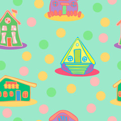 Background with Houses, kids style