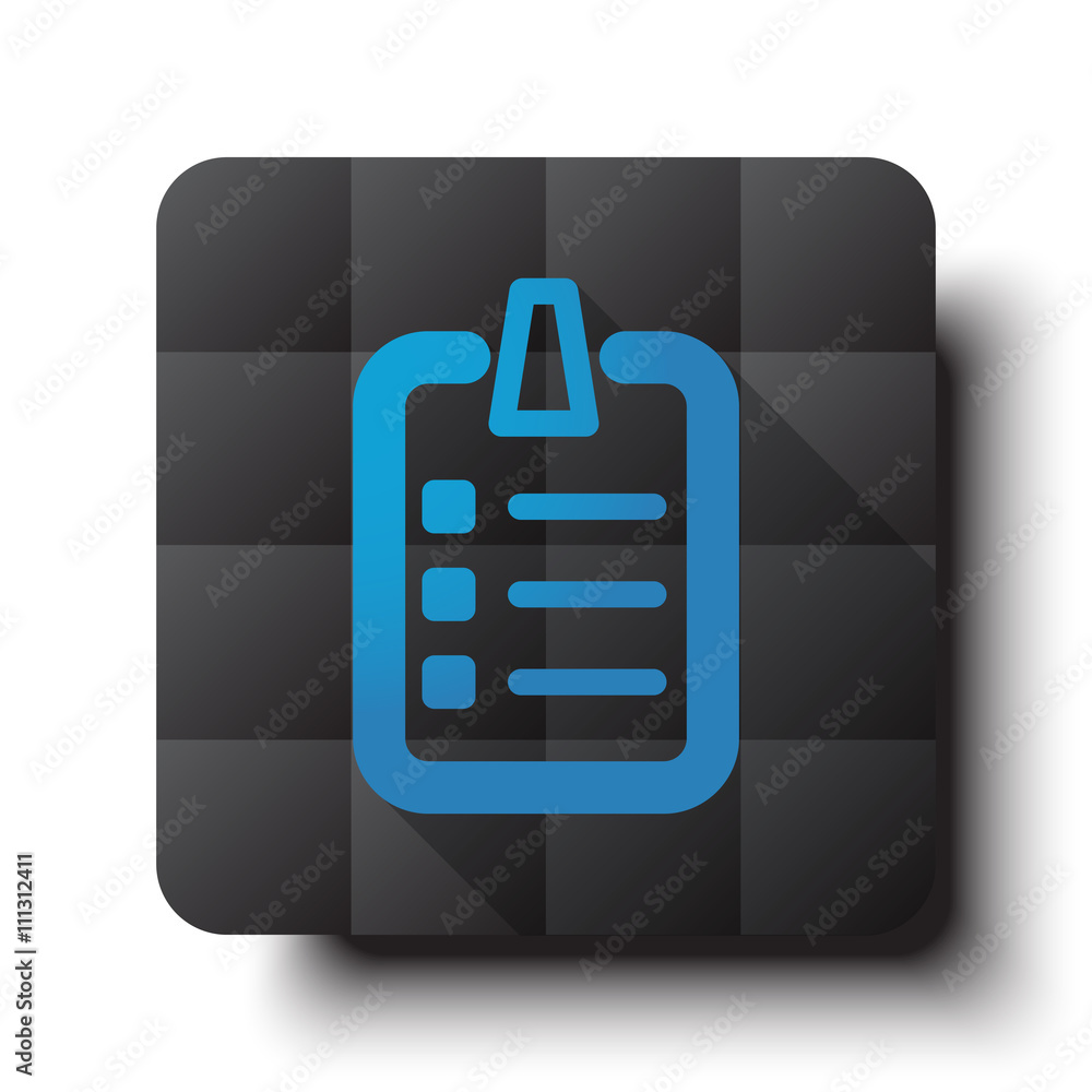 Wall mural flat checklist icon on black app button with drop shadow