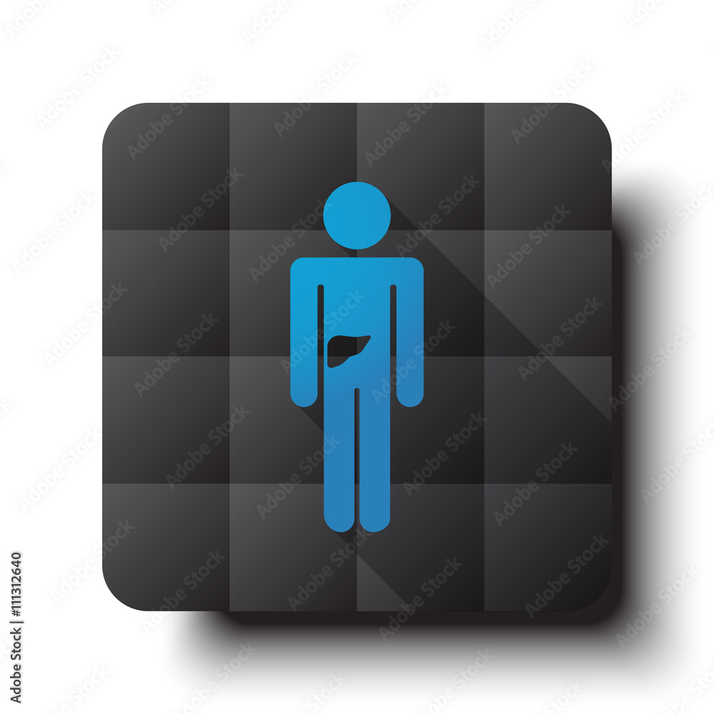 Wall mural flat liver icon on black app button with drop shadow