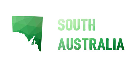 Green polygonal mosaic map of South Australia, SA - political part of Australia - 111312623